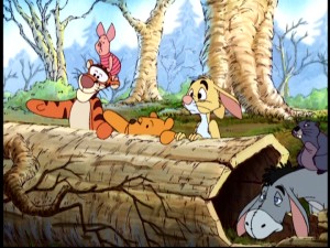 Tigger, Piglet, Winnie the Pooh, Rabbit, Gopher and Eeyore do some eavesdropping to learn what has been keeping their human friend Christopher Robin away from them in "A Valentine for You."