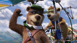 Yogi and Boo Boo take to the skies in the Baskit-Nabber 2000 to retrieve Jellystone's newly-identified endangered frog-mouthed turtle.