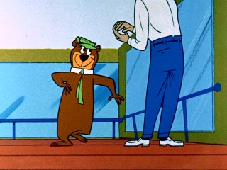 In anticipation for his big TV special, Yogi Bear takes dance lessons from Fred Upstairs.