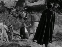 Zorro saves Corporal Reyes and Sergeant Garcia from a sticky situation but gives all sides a fighting chance.