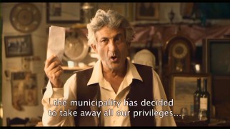 In the short "The Foreigner", a Greek mayor (Manolos Sormainis) encourages hospitality for the sake of his small village's public services.