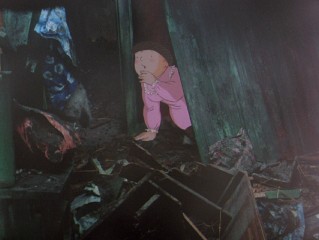 Hilda pokes her head out to find her home destroyed by the impact of a nuclear bomb.