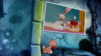 The Blu-ray's menu lets Baby Herman and other 'toons strut past animated clips from the film.