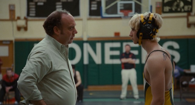 Wrestling coach Mike Flaherty (Paul Giamatti) and teenaged wrestler Kyle Timmons (Alex Shaffer) are just what the other needs in "Win Win."