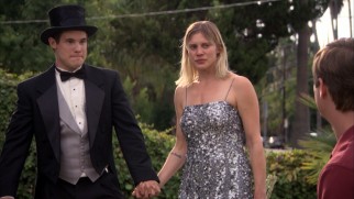 Adam (Adam DeVine) asks homeless woman Rachel (Katee Sackhoff) to be his date at Karl's classy wedding.