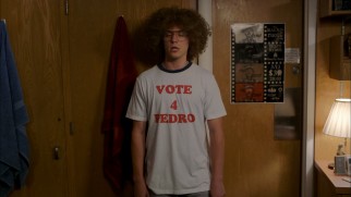 Blake (Blake Anderson) does a sort of timely Napoleon Dynamite impression in the 2006-set "Flashback in the Day."
