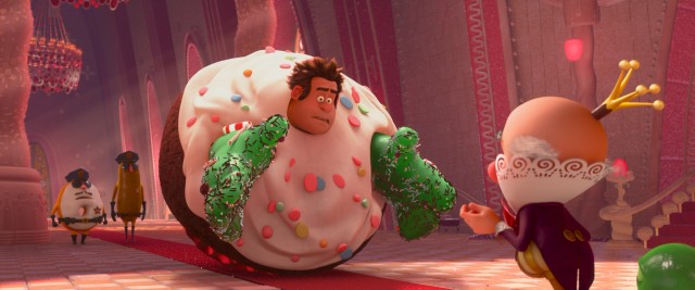Caught in a cupcake, Wreck-It Ralph gets an audience with King Candy.
