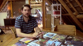 Director/screenwriter Wayne Thorley discusses Zambezia among concept art in a treehouse where the film apparently was made.