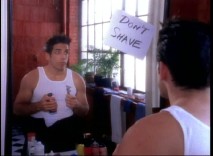 Derek Zoolander reminds himself not to shave in the 1996 VH1 Fashion Awards sketch that introduced the character.