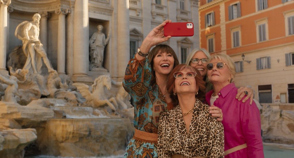 Book Club: The Next Chapter 1 No selfie stick required: Carol (Mary Steenburgen) uses her outstretched arm to take an obligatory photo of her and her friends (Jane Fonda, Diane Keaton, and Candice Bergen) in Italy.