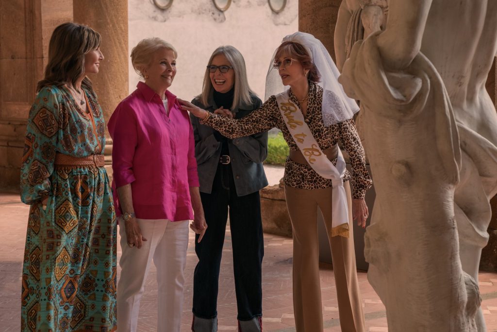 Book Club: The Next Chapter 2 It comes as little surprise that the women of "Book Club: The Next Chapter" enjoy a wedding dress shopping montage as part of their Italian bachelorette getaway.