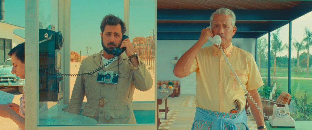 Jason Schwartzman plays bereaved war photographer Auggie Steenbeck and Tom Hanks is his still disapproving former father-in-law in Wes Anderson's "Asteroid City."