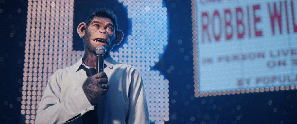 Better Man 4 In "Better Man", the role of Robbie Williams is inexlicably played by a computer-animated anthropomorphic chimpanzee.