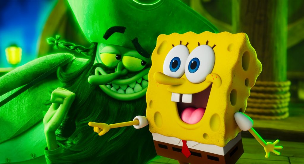 With ulterior motives, the Flying Dutchman goads big guy SpongeBob into perilous adventure in "The SpongeBob Movie: Search for SquarePants."