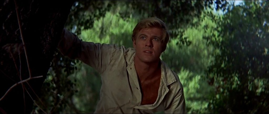 In a moment sampled to delightful effect in his swan song "The Old Man and the Gun", Robert Redford plays escaped inmate Bubber Reeves in 1966's "The Chase."