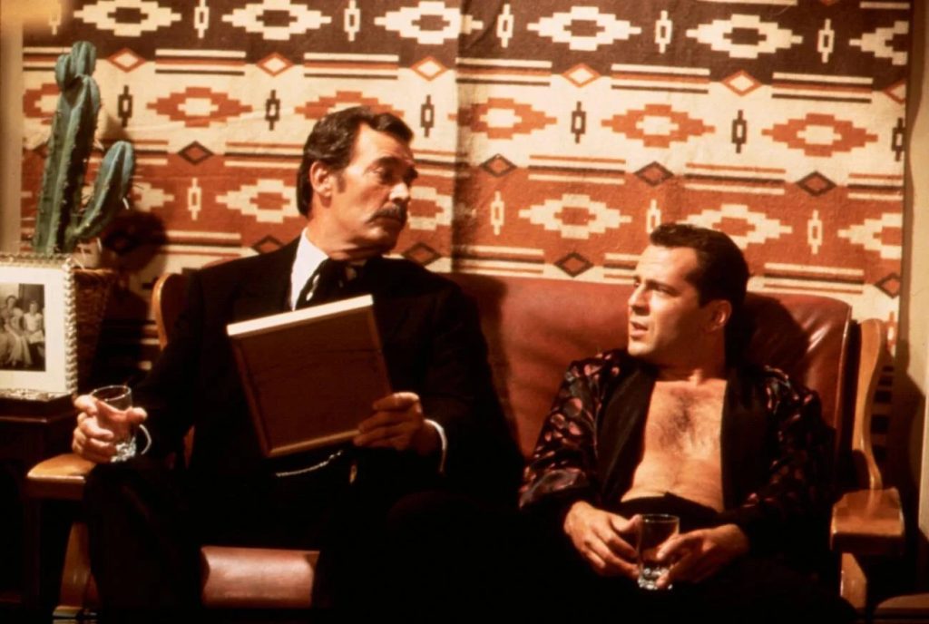 Legendary lawman Wyatt Earp (James Garner) and silent movie star Tom Mix (Bruce Willis) have to clear their names with a crooked Los Angeles Police Department in Blake Edwards' 1988 comic caper "Sunset."
